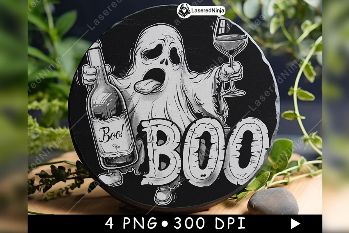 Drunk Ghost BOO Wine Bottle Signage, a Background Graphic by LaseredNinja (Photo 3 of 7)