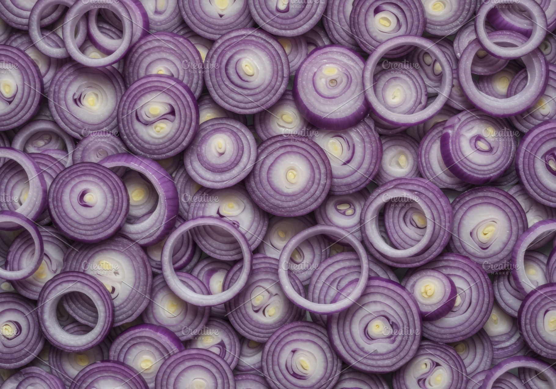 Close-up of fresh red onion slices f, a Food & Drink Photo by professorinc