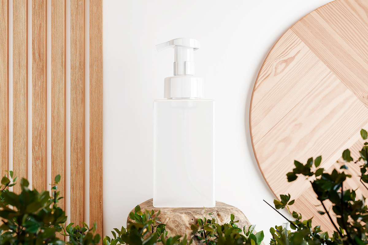 Soap Dispenser Square Bottle Mockup, a Packaging Mockup by Muhazdinata (Photo 4 of 18)