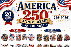 America 250th Anniversary PNG Bundle, a Decorative Illustration by HeavensStar