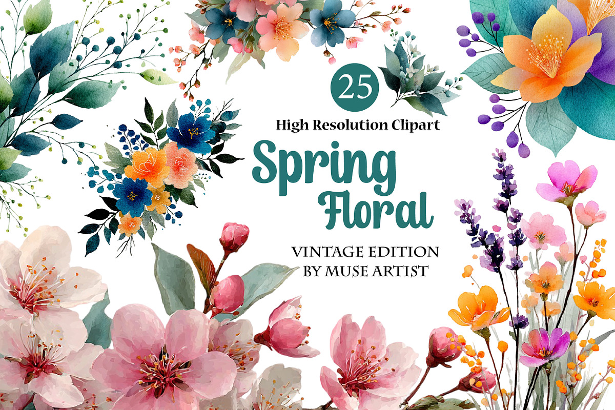 Spring Floral Clipart, an Illustration by DreamArtGraphic (Photo 1 of 4)