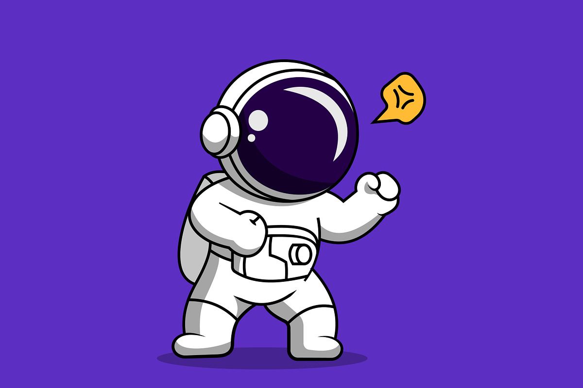 Cute Astronaut Man Angry Mode, a Technology Illustration by SaktiART_