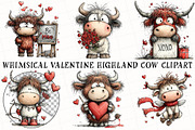 Whimsical Valentine Highland Cow Cli, an Illustration by OK Design (Thumbnail 2 of 6)