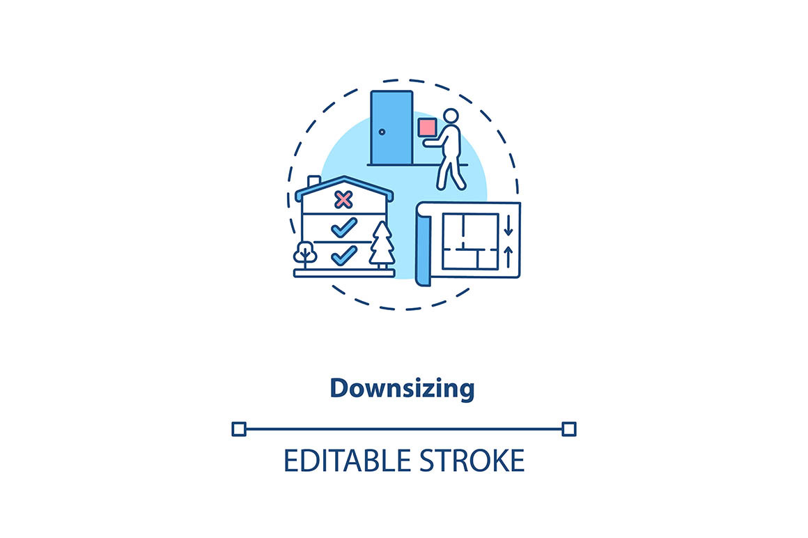 Downsizing concept icon, an Outline Icon by IMG Visuals