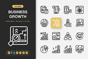 Business Growth Icons, an Outline Icon by Spacepixel Creative