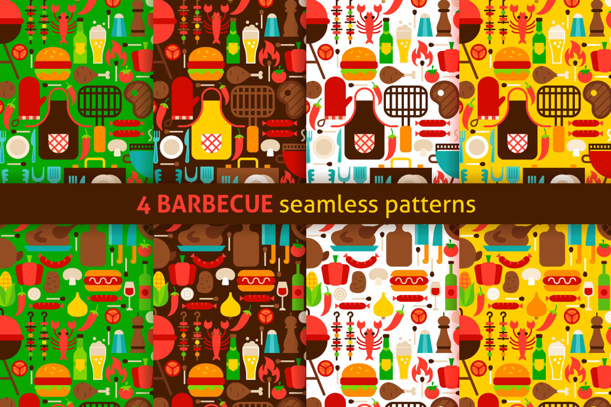 Barbecue Flat Seamless Patterns, a Pattern Graphic by Anna_leni (Photo 1 of 3)