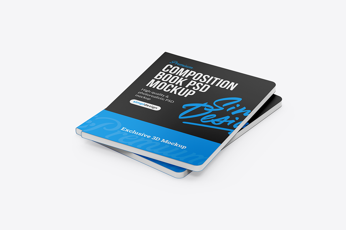 Composition Softcover Book Mockup, a Books & Magazine Mockup by SimplDesign (Photo 13 of 13)