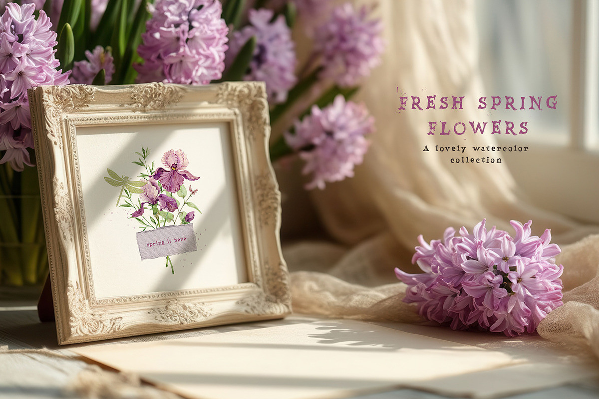 FRESH SPRING FLOWERS watercolor set, a Decorative Illustration by long summer (Photo 10 of 11)