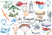 Air Transport Watercolor Clipart, an Illustration by Watercolor design (Thumbnail 1 of 5)