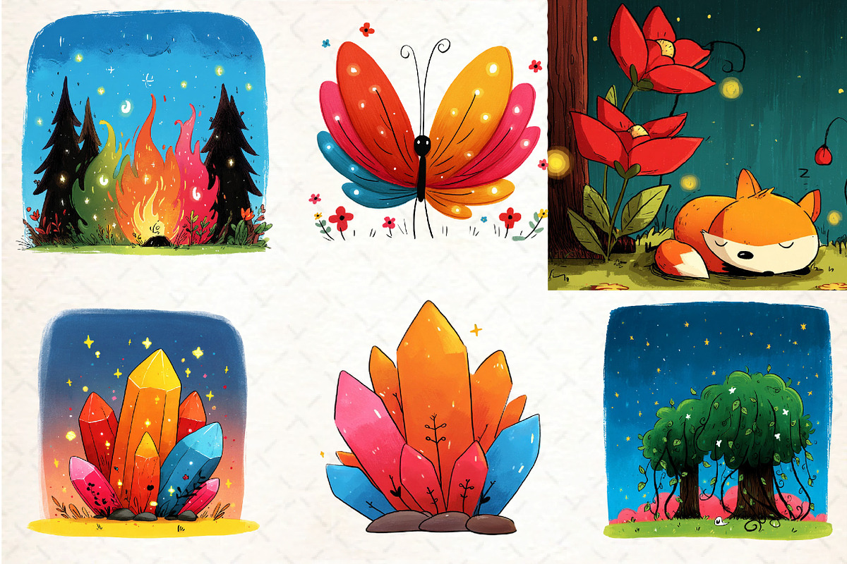 Twilight Glade Clipart, an Illustration by DreamCafeArt (Photo 2 of 7)