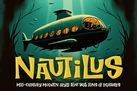 PM Nautilus Mid-Century Modern Font, a Font by Paper Moon Graphic Supply