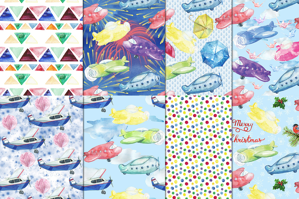 Airplanes watercolor set, a Graphic by DollyPotterson (Photo 6 of 6)