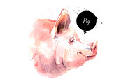 Watercolor Farm Animal Vector Set, an Animal Illustration by Elena Pimonova (Thumbnail 2 of 4)