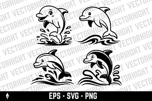 Cute friendly smiling dolphin, an Animal Illustration by Vectorhight