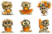 Summer Owl Whimsical Clipart, a Seasonal Illustration by Designking (Thumbnail 3 of 5)