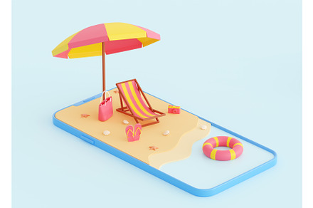 Summer beach vacation 3d render -, an Environmental 3D Model by YuliiaOsadcha