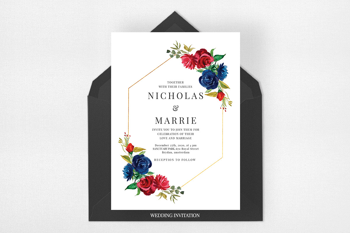 Burgundy & Navy Wedding Suite, an Invitation Template by Azka Creative (Photo 2 of 5)