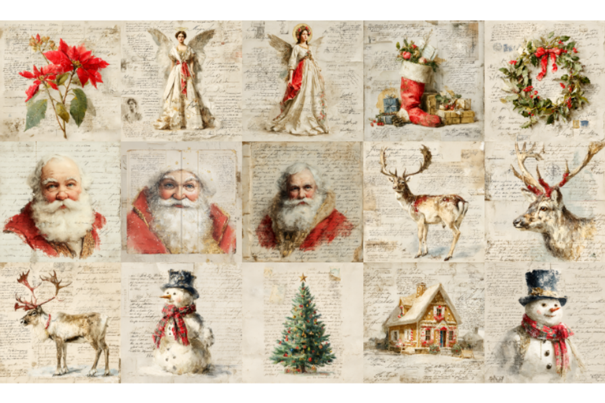 Vintage Christmas Journal Pages Png, an Illustration by Markicha Art (Photo 5 of 6)