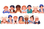 Happy kids lying together in row, a Person Illustration by Good Studio (Thumbnail 6 of 7)