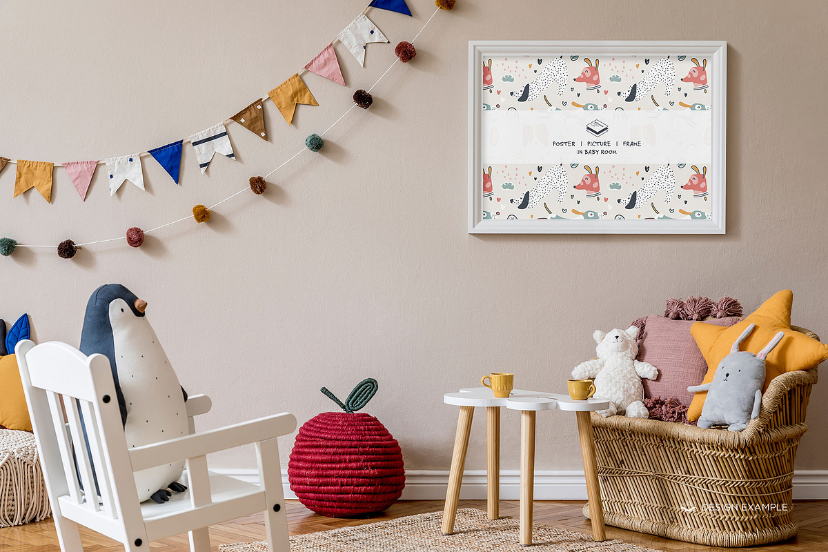 Landscape Frame in Baby Room Mock-up, a Print Template by Branda Keeps (Photo 14 of 30)