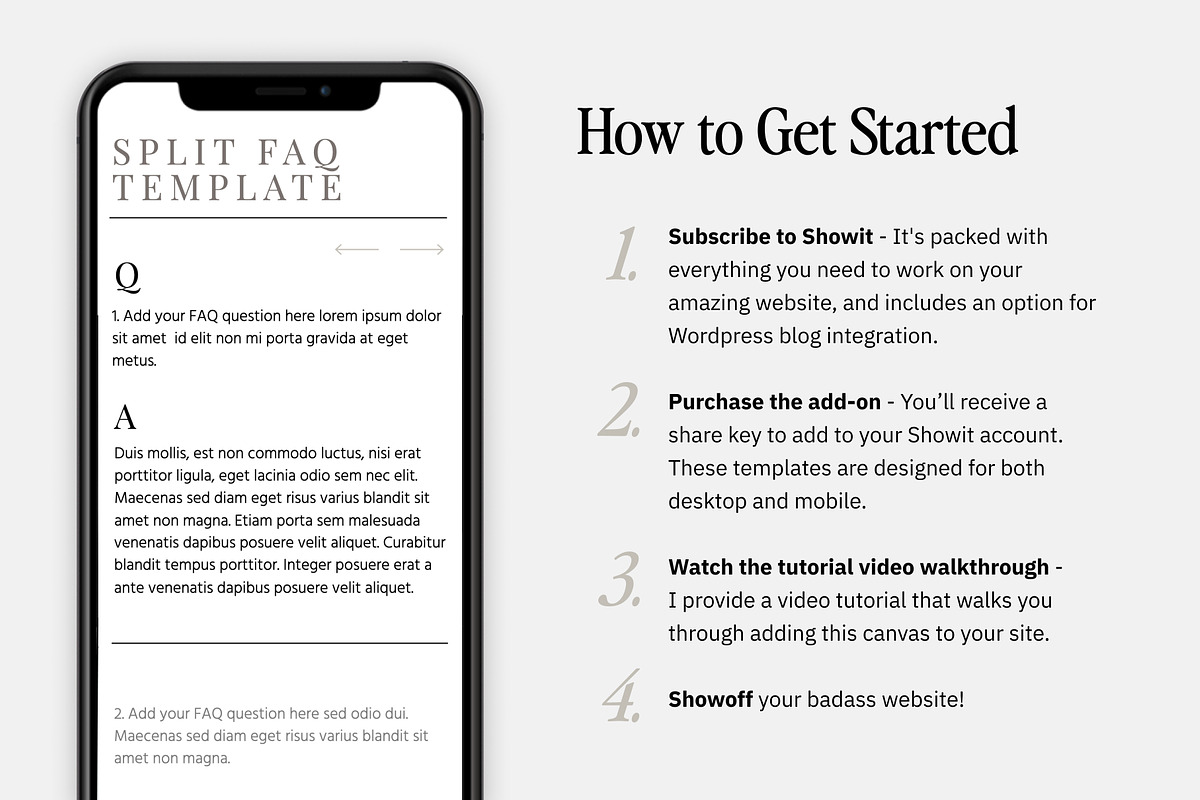 Split FAQ Showit Template Canvas, a Websites & App Template by Amanda Pena Design (Photo 5 of 6)