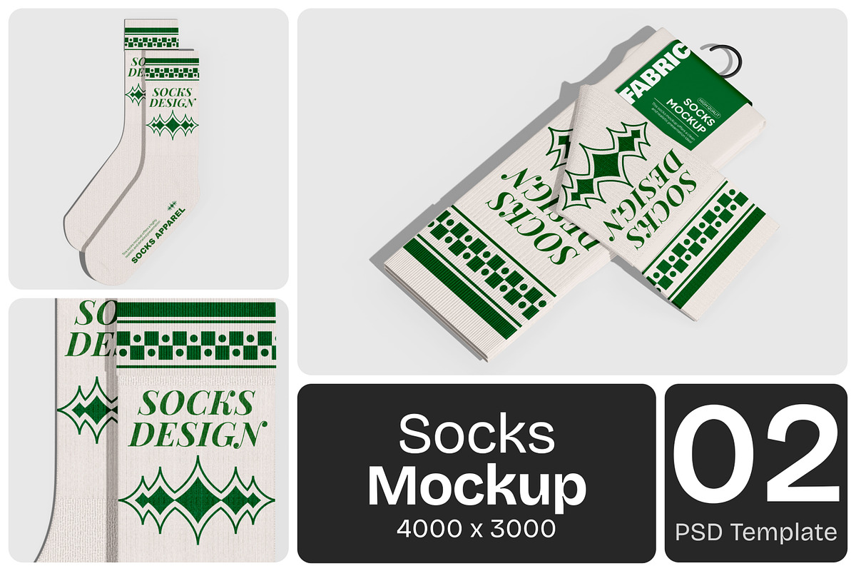 Socks Mockup, a Merchandise Mockup by Permadi Creative (Photo 1 of 4)