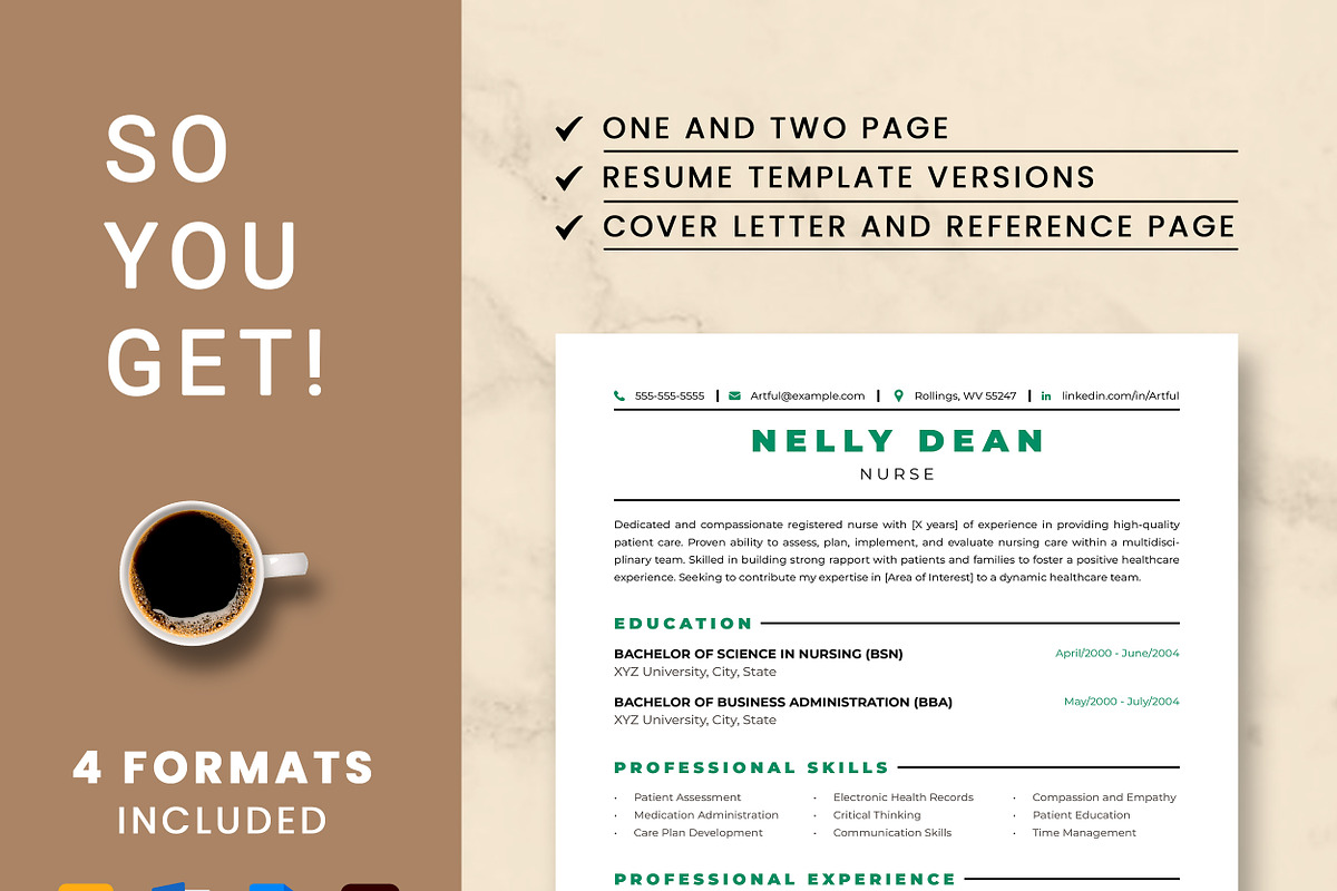 Nurse Resume Template, a Resume Template by ResumeInventor (Photo 8 of 9)
