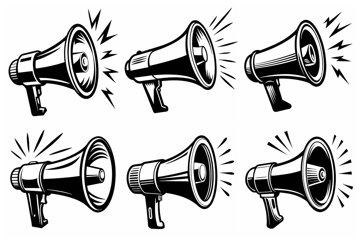 Megaphone or loudhailer Vectors, an Object Graphic by Billah Hub