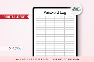 Password Tracker Printable