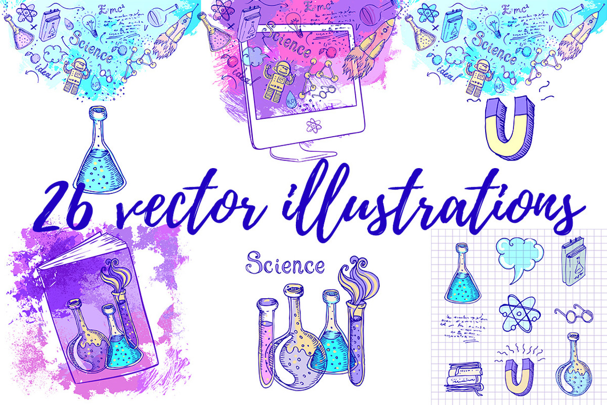 Bright Science. Vector set., an Education Illustration by Varvara Gorbash