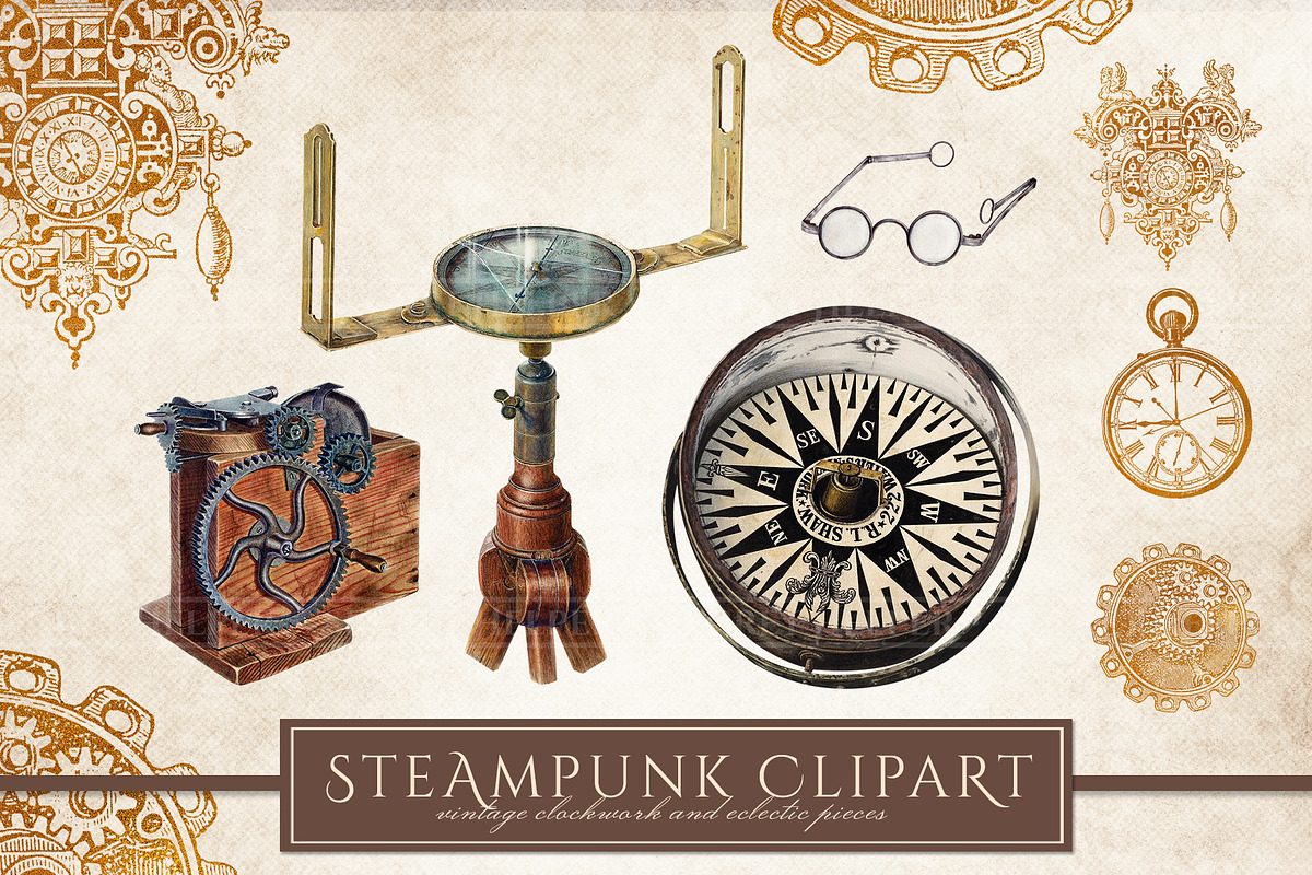 Steampunk Clipart Set, an Illustration by Secret Helper (Photo 3 of 7)