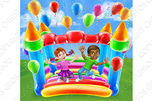 Bouncy House Castle Jumping Girl Boy, a Person Illustration by Christos Georghiou