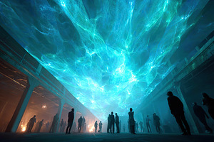 Visitors explore an abandoned venue transformed into a vibrant digital art gall, an Arts & Entertainment Photo by AlyaAnd