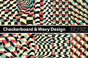 Checkerboard & Wavy Design, a Pattern Graphic by Printable Treasure (Thumbnail 1 of 3)
