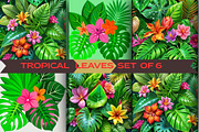 Tropical Jungle Leaves BUNDLE OF 6, a Decorative Illustration by Aban's World (Thumbnail 1 of 5)