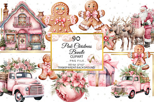 Watercolor Baby Pink Christmas PNG