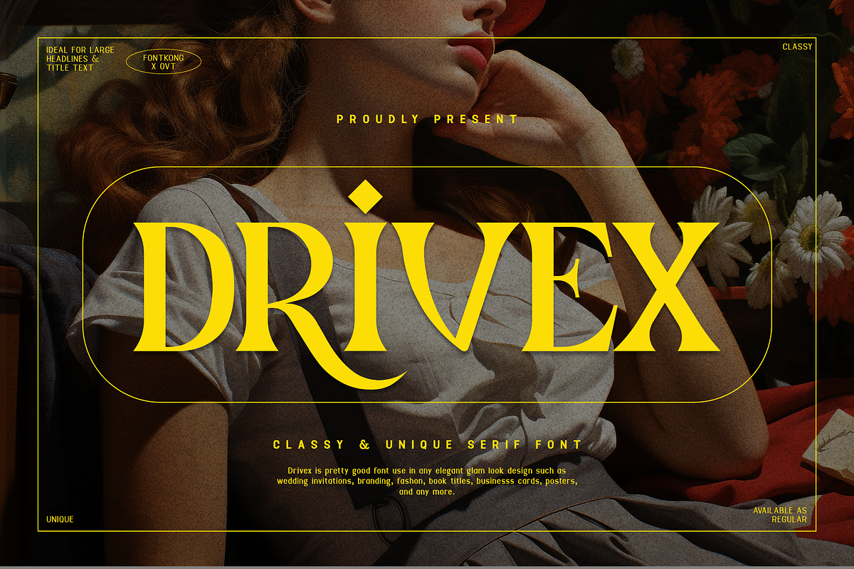 Drivex - Classy & Unique Serif Font, a Serif Font by overlaytemplates (Photo 1 of 5)