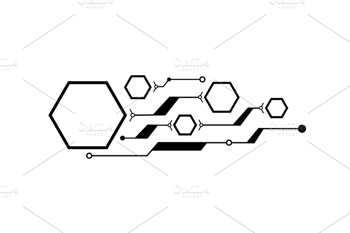 Several hexagons connected, a Technology Illustration by NickSorl Shop