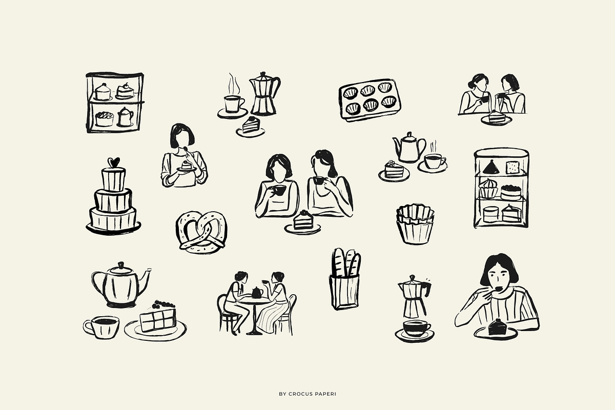 BAKERY line art illustrations, a Food Illustration by Crocus Paperi (Photo 3 of 7)