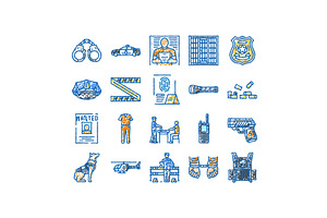 crime scene police evidence icons, an Object Illustration by pikepicture