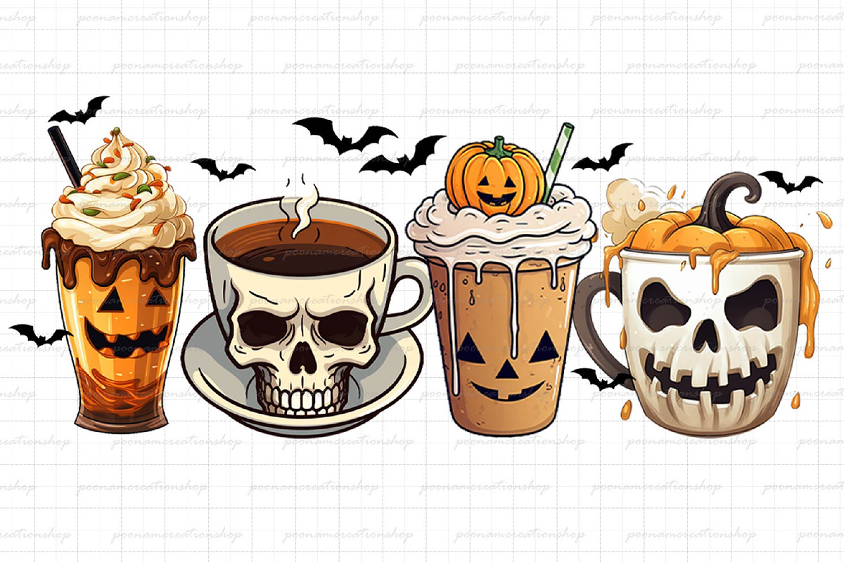 Skeleton Coffee Cups Png-Sublimation, an Object Graphic by Little Mango
