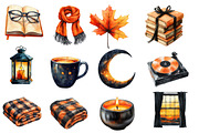 Watercolor Cozy Evening Clipart, an Illustration by Designworld (Thumbnail 2 of 5)