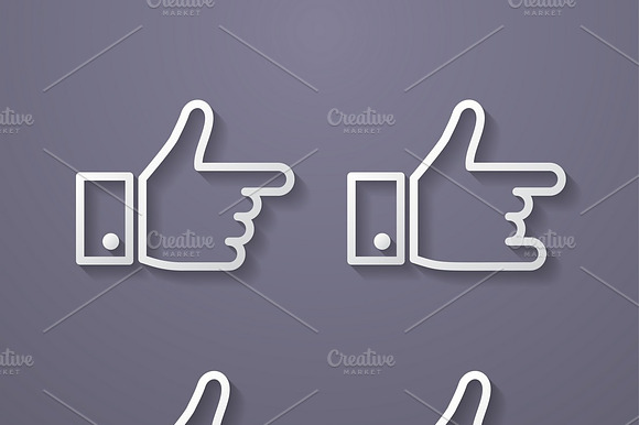 Thumbs Up Icon Set. Flat Style