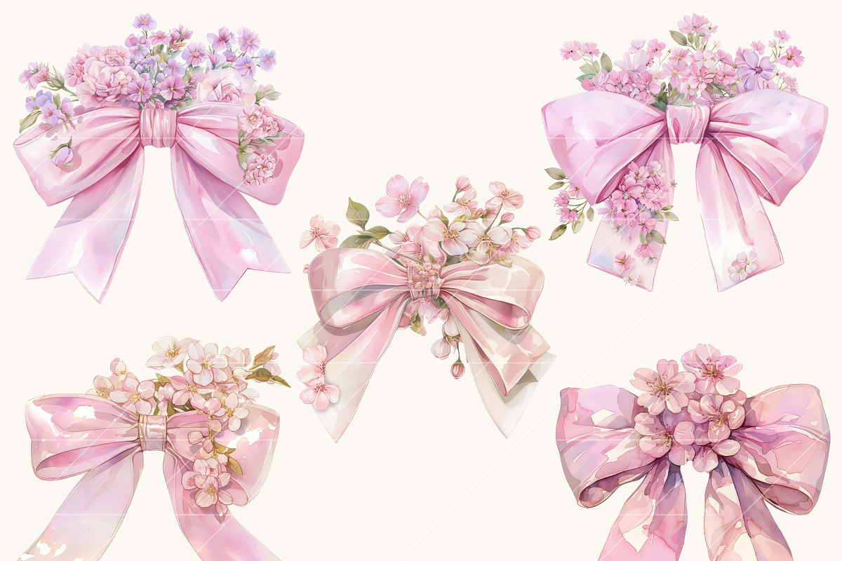 Pink Bow Coquette Clipart, a Decorative Illustration by SparkyDesignsUS (Photo 4 of 9)