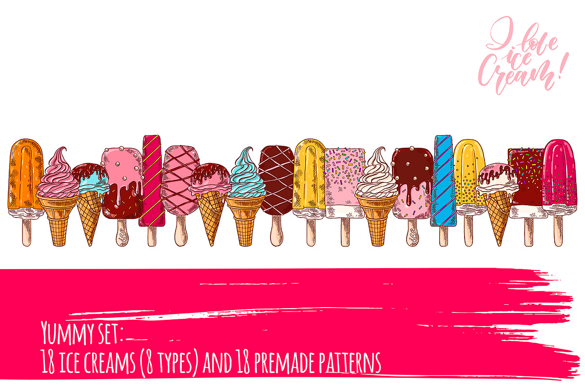 Yummy ice cream vector set., an Object Graphic by rubinat (Photo 1 of 6)