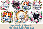 Adorable Floral Kittens Clipart Set, an Object Illustration by Digital Xpress (Thumbnail 1 of 5)