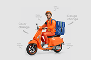 Delivery guy on scooter Mockup, an Advertising Mockup by BlackMockup (Thumbnail 3 of 12)