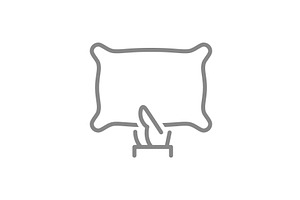 Hand holds pillow line icon, an Object Illustration by GraphiShop