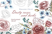 Dusty rose and herbs. Watercolor, an Illustration by Alena Kurian (Thumbnail 1 of 7)