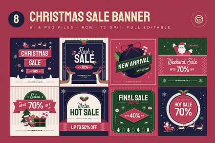Christmas Sale Square Banner, an UI Kit Template by graphicook